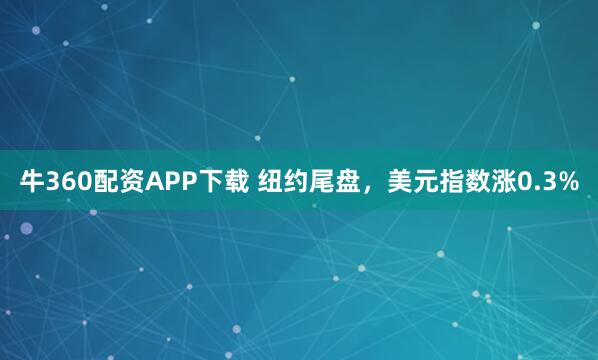牛360配资APP下载 纽约尾盘，美元指数涨0.3%